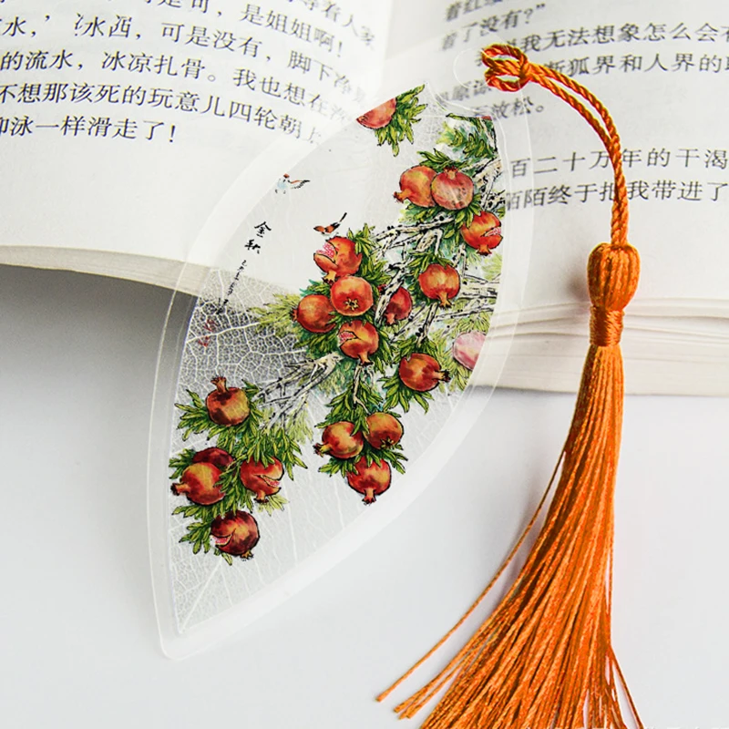 Leaf Veins Bookmarks Painting Flowers Birds Fish Gift for Friends Students School Supplies