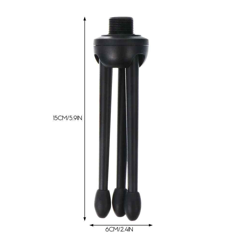 2 Pcs Microphone Tripod Black Mini Foldable Plastic Universal Stand Stable Desktop Mic Holder Audio Accessory