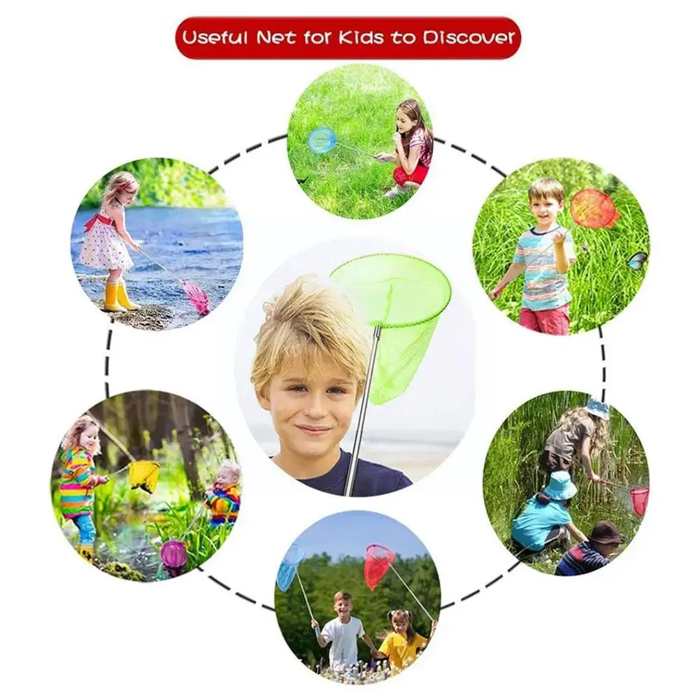 Stainless Steel Rod Catch Tadpole Fish Net Kid Outdoor Telescopic Net Dragonfly Rod Fish Butterfly Insect Catch Fishing C5M7