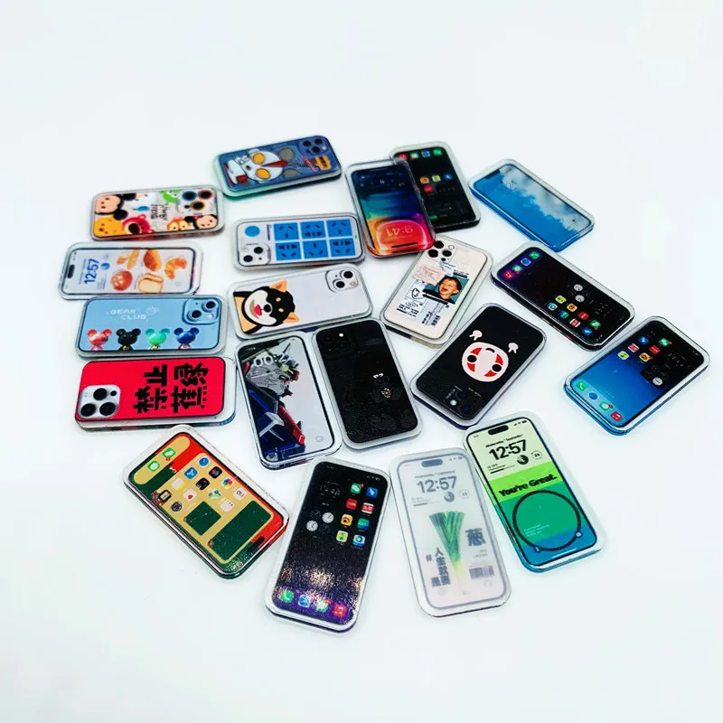 Simulation Miniature Multi-style Acrylic Mobile Phone Model For Barbies Bjd Dolls Kids Pretend Toys 5Pcs/Set 1/6