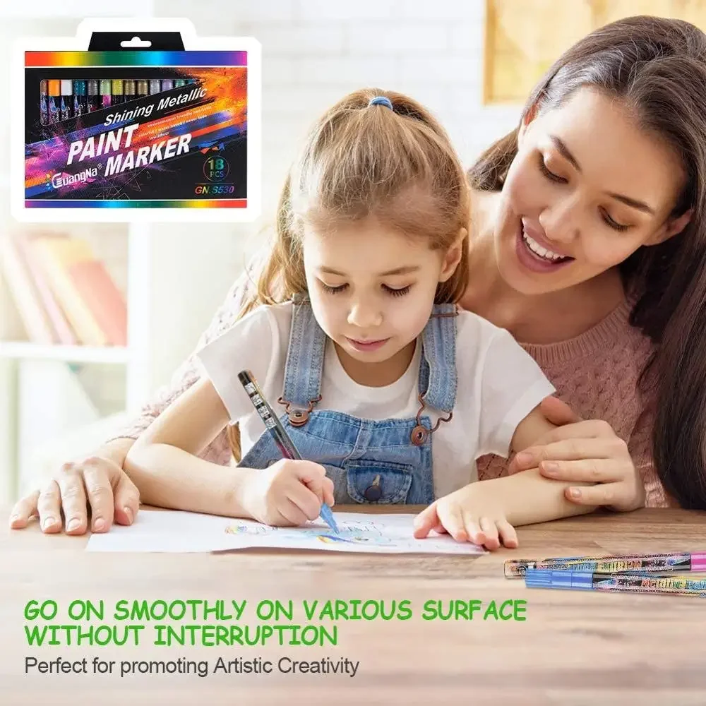 6/12/18/24 색상 0.7mm 금속 마커 펜 세트 DIY 드로잉 낙서 그림 학교 미술 공급 편지지