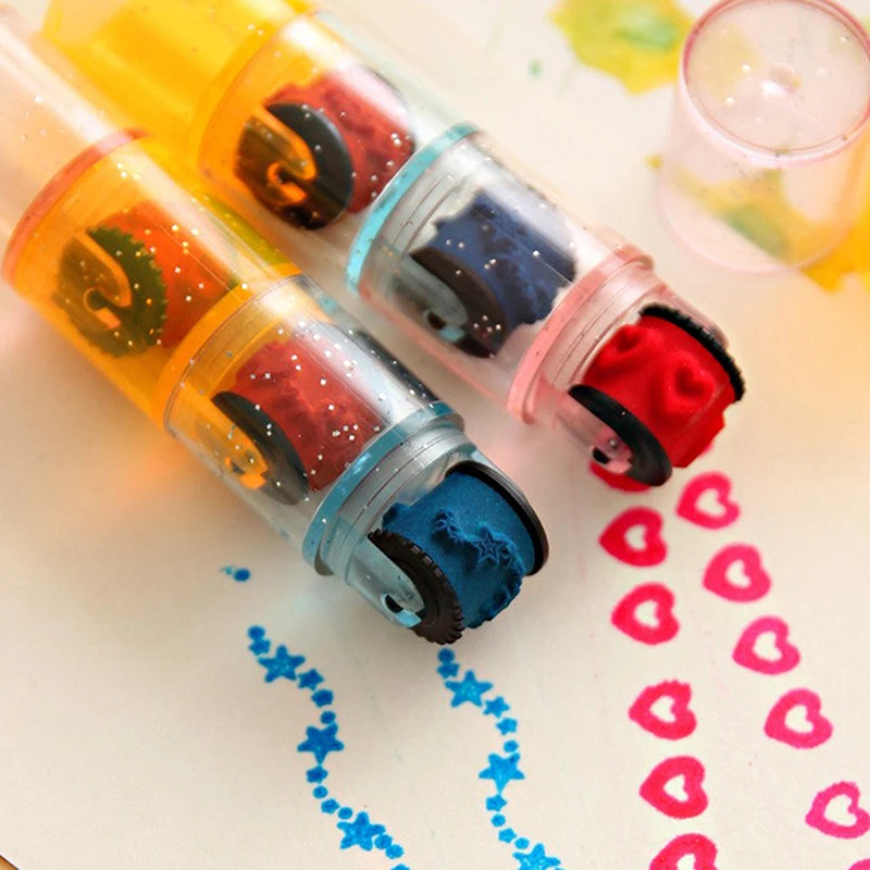Self Ink Stamps 3/6Pcs Baby Colorful Cartoon DIY Kids