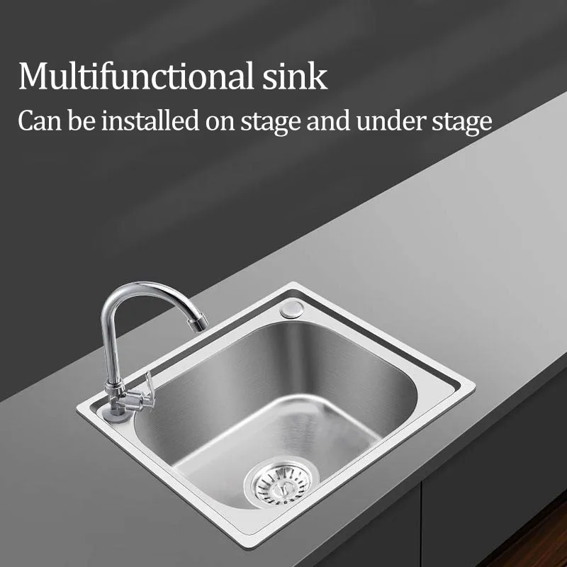 Thickened Single Slot 304 Stainless Steel with Bracket Hanging Wall Sink Balcony Basin Kitchen Wash Basin Wash Basin