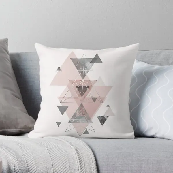 

Abstract Geo In Blush Pink And Grey Printing Throw Pillow Cover Comfort Waist Soft Office Anime Pillows not include One Side