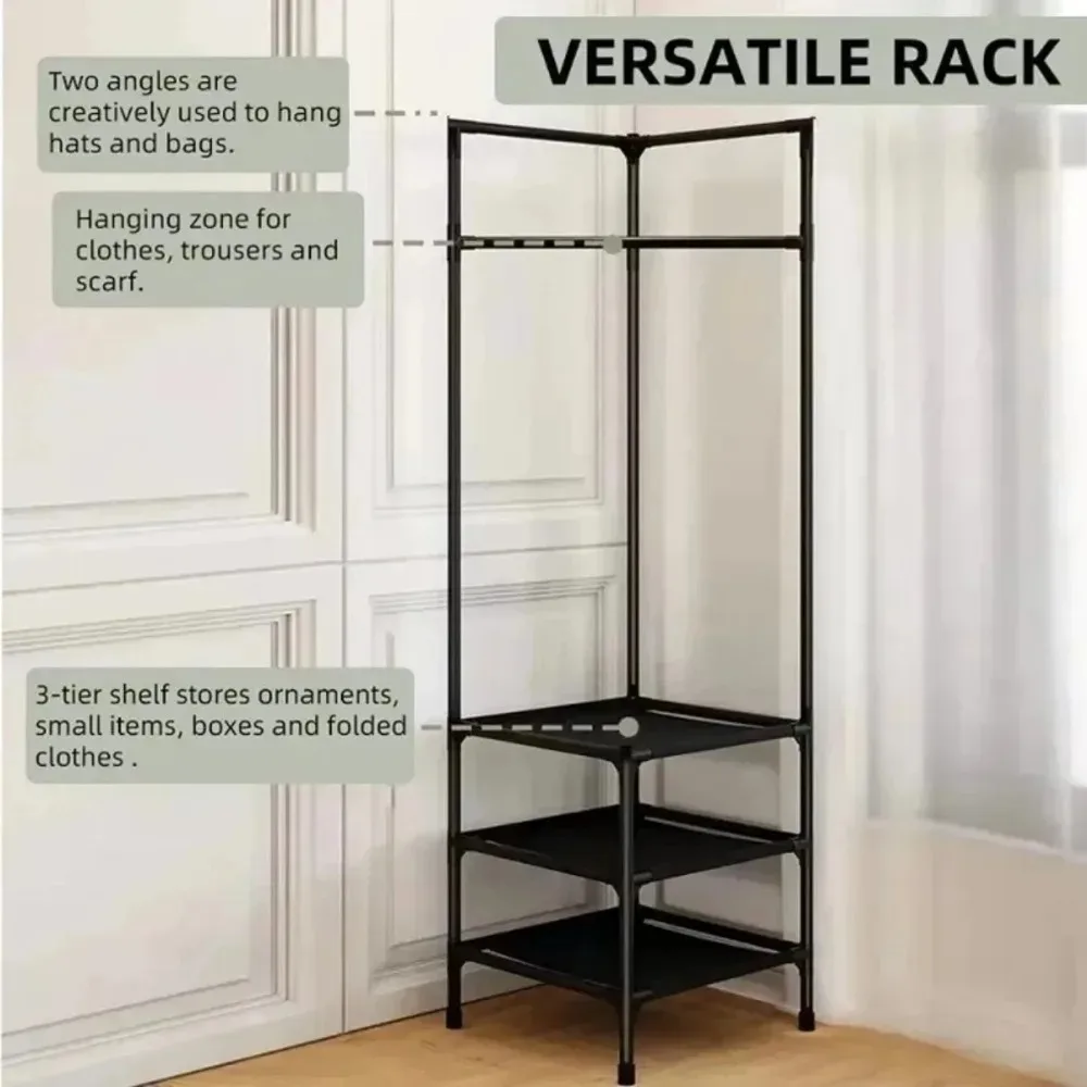 Clothes Rack Bedrooms Corner Clothes Rack Multi-Layer Nightstand Clothes Coat Racks Simple Household Bedroom Floor Standing Hangers Shelve