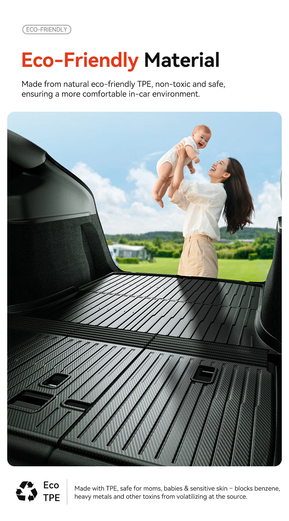 For New Tesla Model Y juniper 2025 TPE Floor Mat Carbon fiber Car All Weather Tr