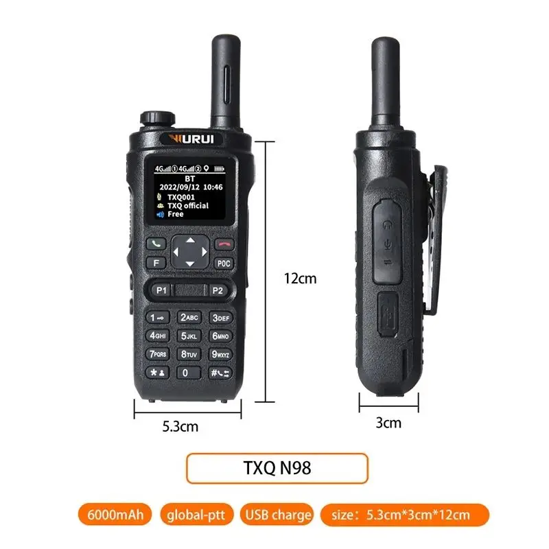 Wurui global-ptt N98 4g 워키토키, poc zello 라디오 햄 장거리 아마추어 전문 휴대폰, 자동차 경찰 양방향