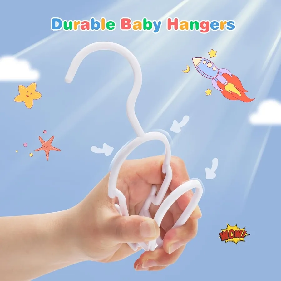 60Pack Plastic Hangers for Closet Organization Ideal for Storing Infant and Toddler Clothes Lightweight White Hangers with Smoo