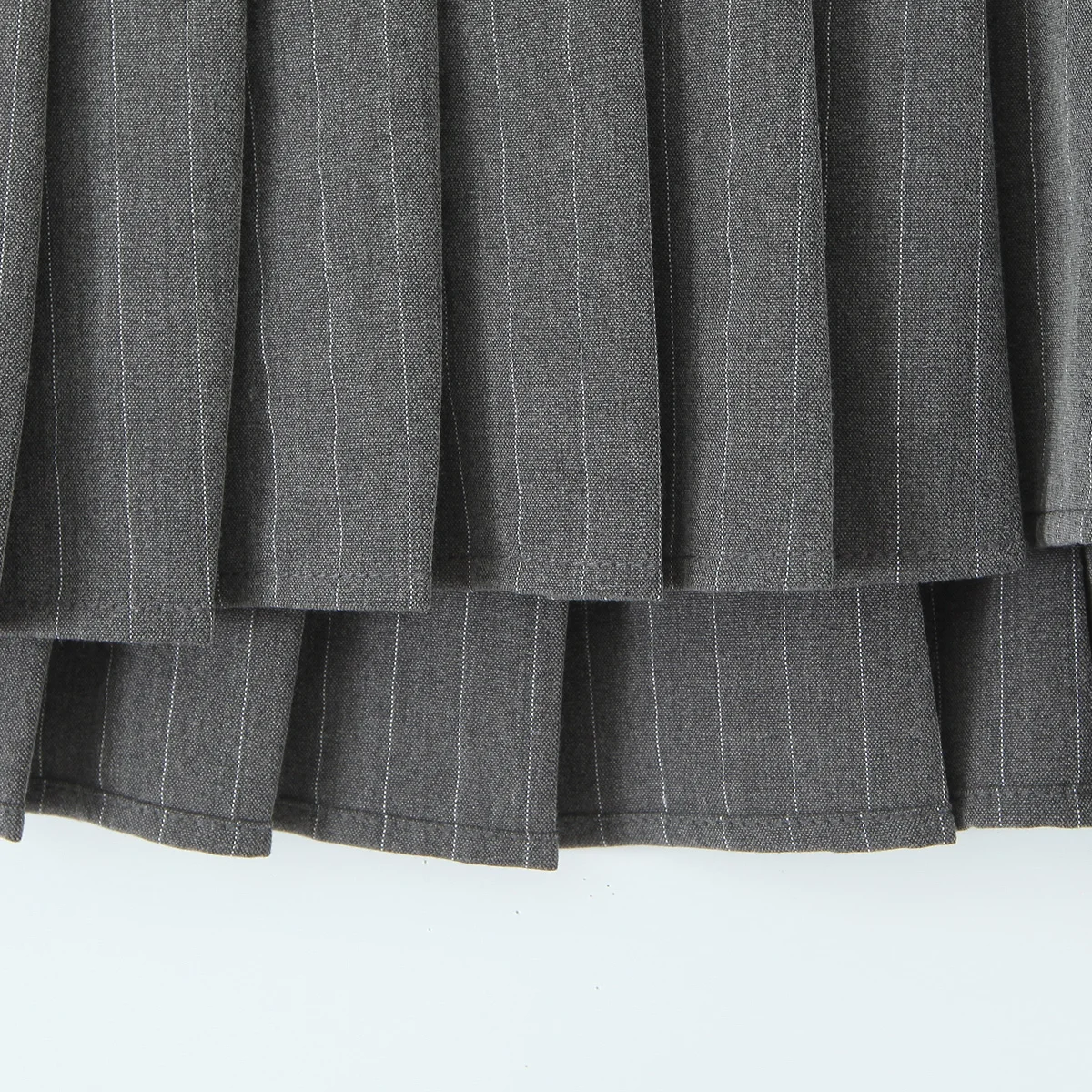 Y2K Grey Striped Print Side 3 Buttons Pleated Mini Skirt Sexy Low Waist Short Skater Skirts