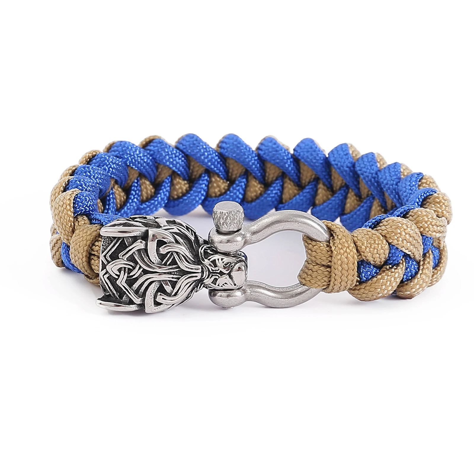 Handmade Paracord Wolf Head Bracelet Gift For Men