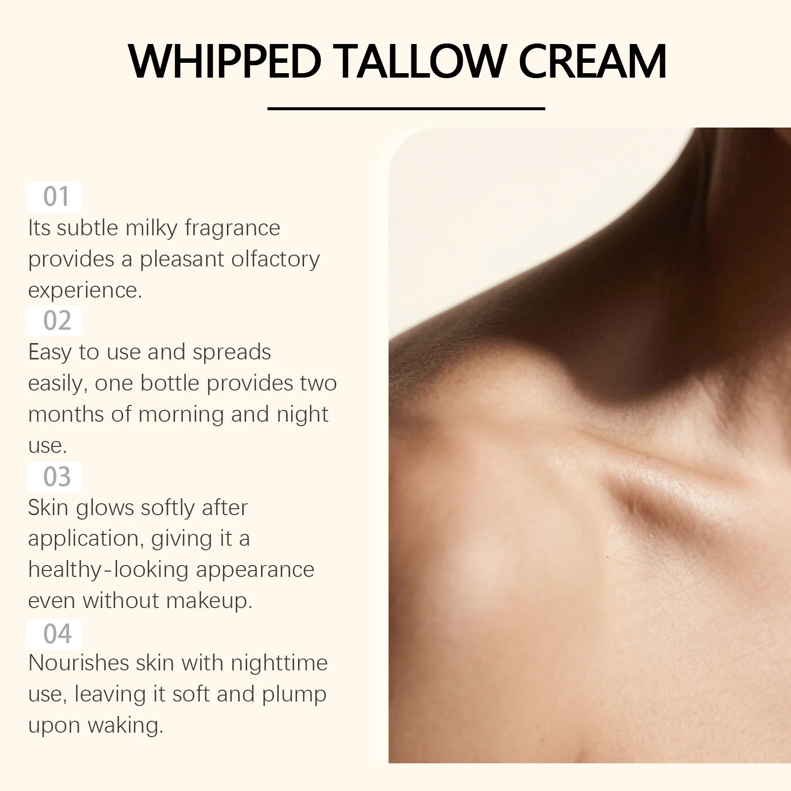 Tallow Moisturizing Cream - A Daily Hydrating Skincare Cream for Gently Nourishing Skin, Leaving It Moist, Smooth & Supple