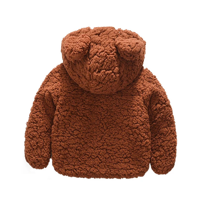 Baby Boy Chamarra Autumn Winter Thick Lamb Wool Chamarras faux fur Coat Kids Hoodies Outerwear Cartoon Bear flannel Coats Ropa