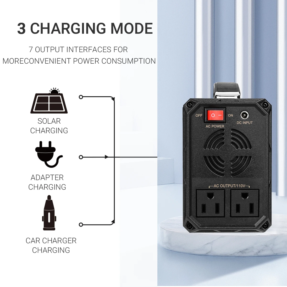 Howesy Aluminum Alloy 300W/110V Portable Power Station, 222Wh Spare Lithium Battery with Ac Power Socket/Qc 3.0/Dc, Suitable for Cpap Home Emergency Outdoor Camping Style Rv Travel. 4