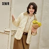 Semir Down Jacket Women Medium Length Light Weight Corduroy Collar 2024 Winter New Vintage Three-Proof Coat 3