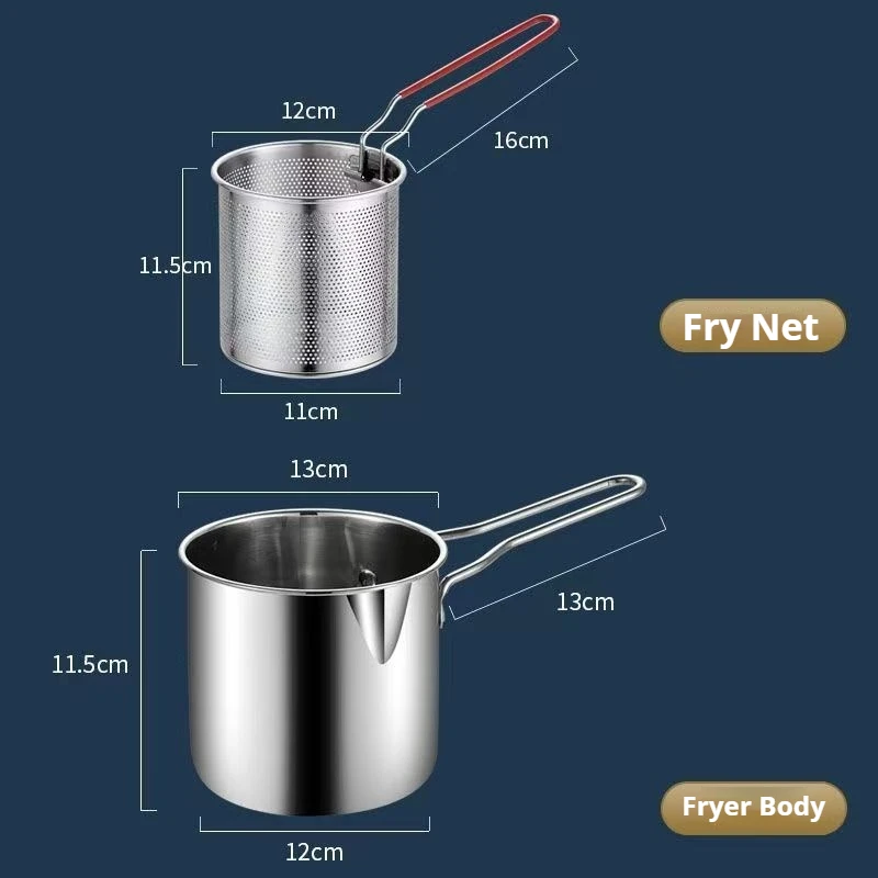 Stainless steel multi-functional frying pan small household oil pan suitable for induction cookers mini size and oil-saving