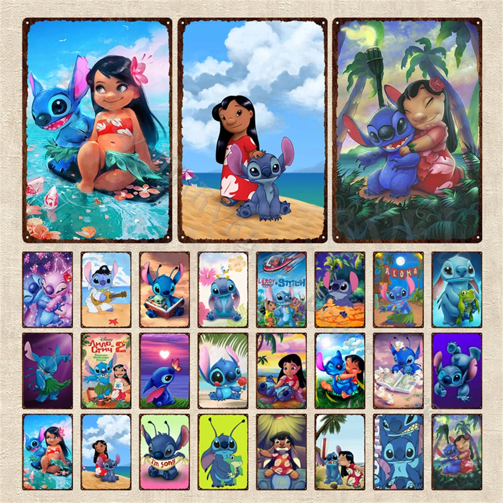 Disney Lilo & Stitch Cartoon Animated Movie Poster Stitch And Friends  Canvas Painting Wall Art Living Kids Room Home Decoration - AliExpress
