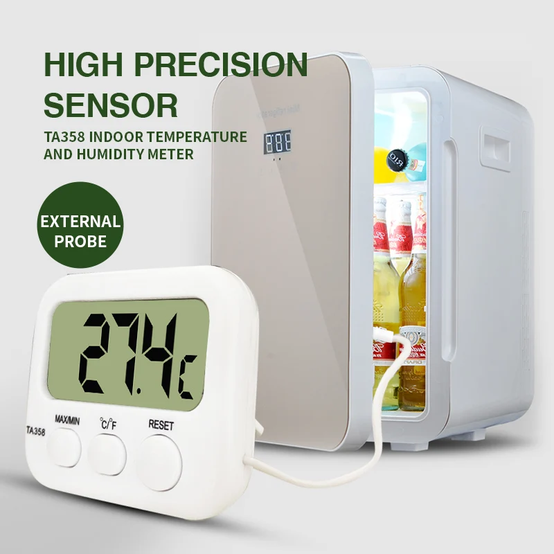 Digital Refrigerator Thermometer LCD C/F Conversion Aquarium Fish Tank Electronic With Probe Sensor