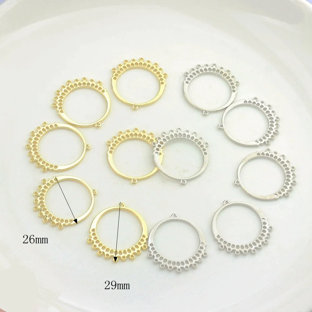 Zink-legierung Charms Runde Form Kreis Stecker Quaste Charme Für DIY Quaste Ohrringe Schmuck Finden Zubehör – Detail 2