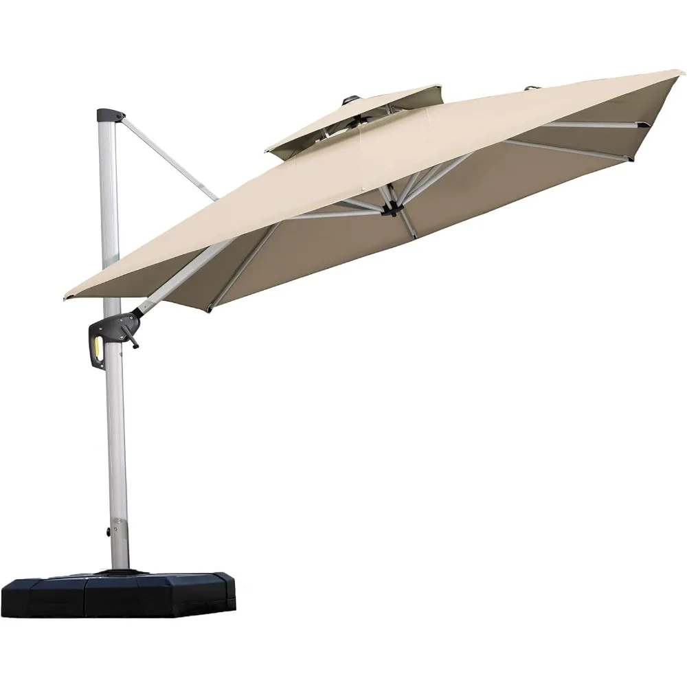 

9ft Patio Umbrella Outdoor Square Umbrella Large Cantilever Umbrella Windproof Offset Heavy Duty Sun, Beige