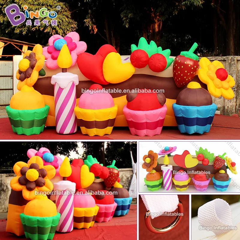 New 6x2.2x2.5 mH Inflatable Cup Cake Castle Backdrop Wall For Decoration - BG-Z0167 5