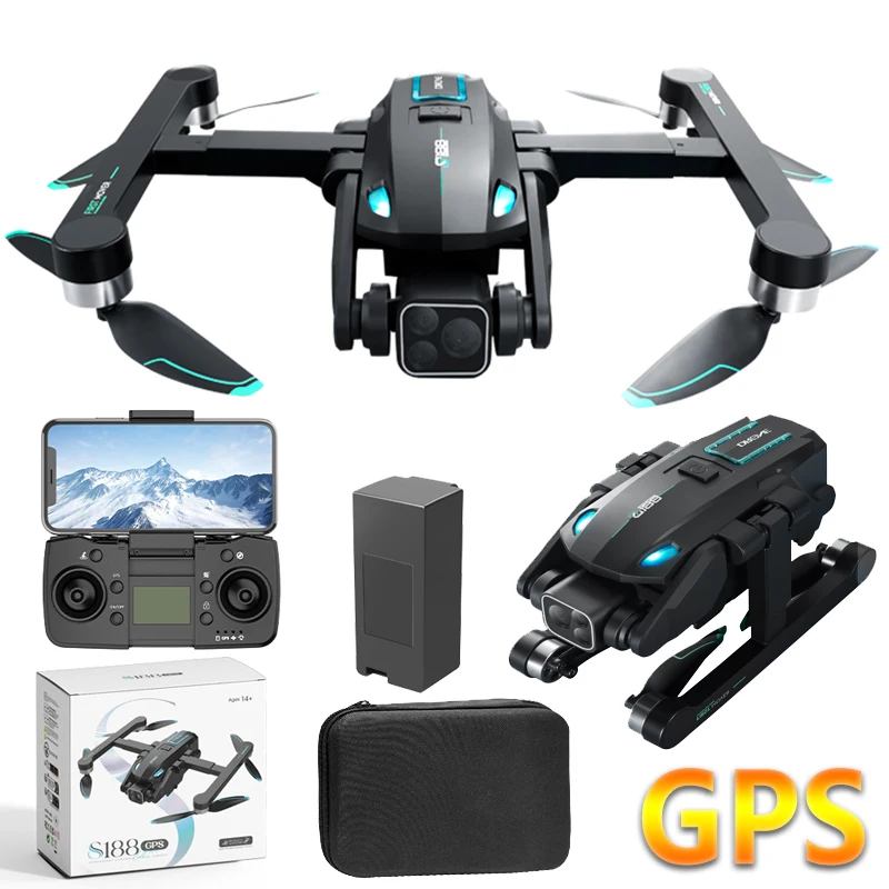 

Drone 4k Profesional 8K HD Camera Quadcopter RC Helicopter Obstacle Avoidance Aerial Photography UAV Aircraft FPV dron S188 GPS