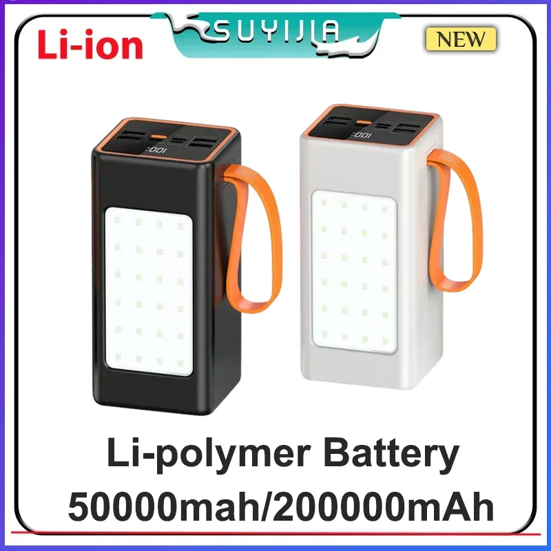 

200000mAh Super Large Capacity Power BankFast Charger Power Bank for IPhone Laptop Battery External LED Camping Light Flashlight