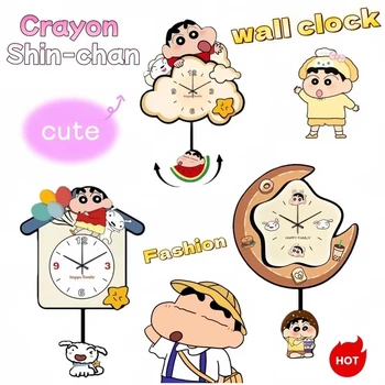 Orologio da Parete Crayon Shin-Chan, Cartone Animato Carino, Elegante e Creativo, Regalo per le Feste, Decorazione per Soggiorno, Orologio Oscillante