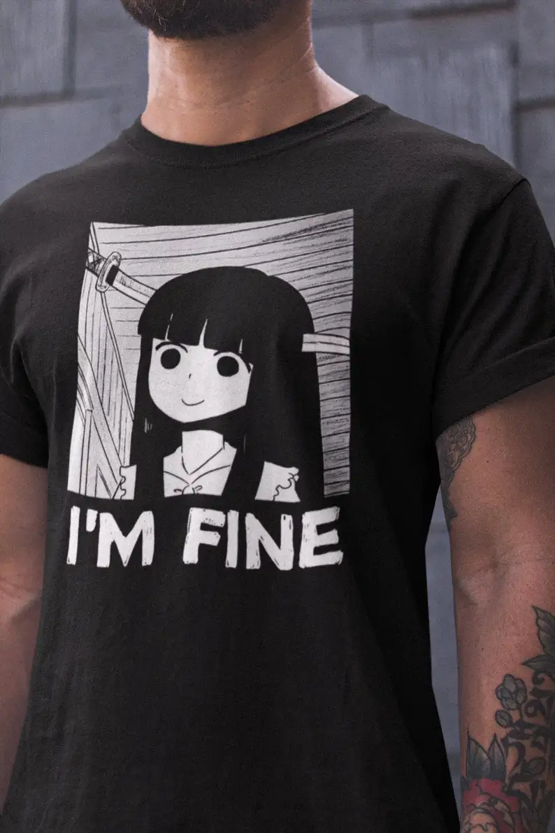 

Футболка унисекс I'm Fine, забавная японская аниме Манга отаку вайфу