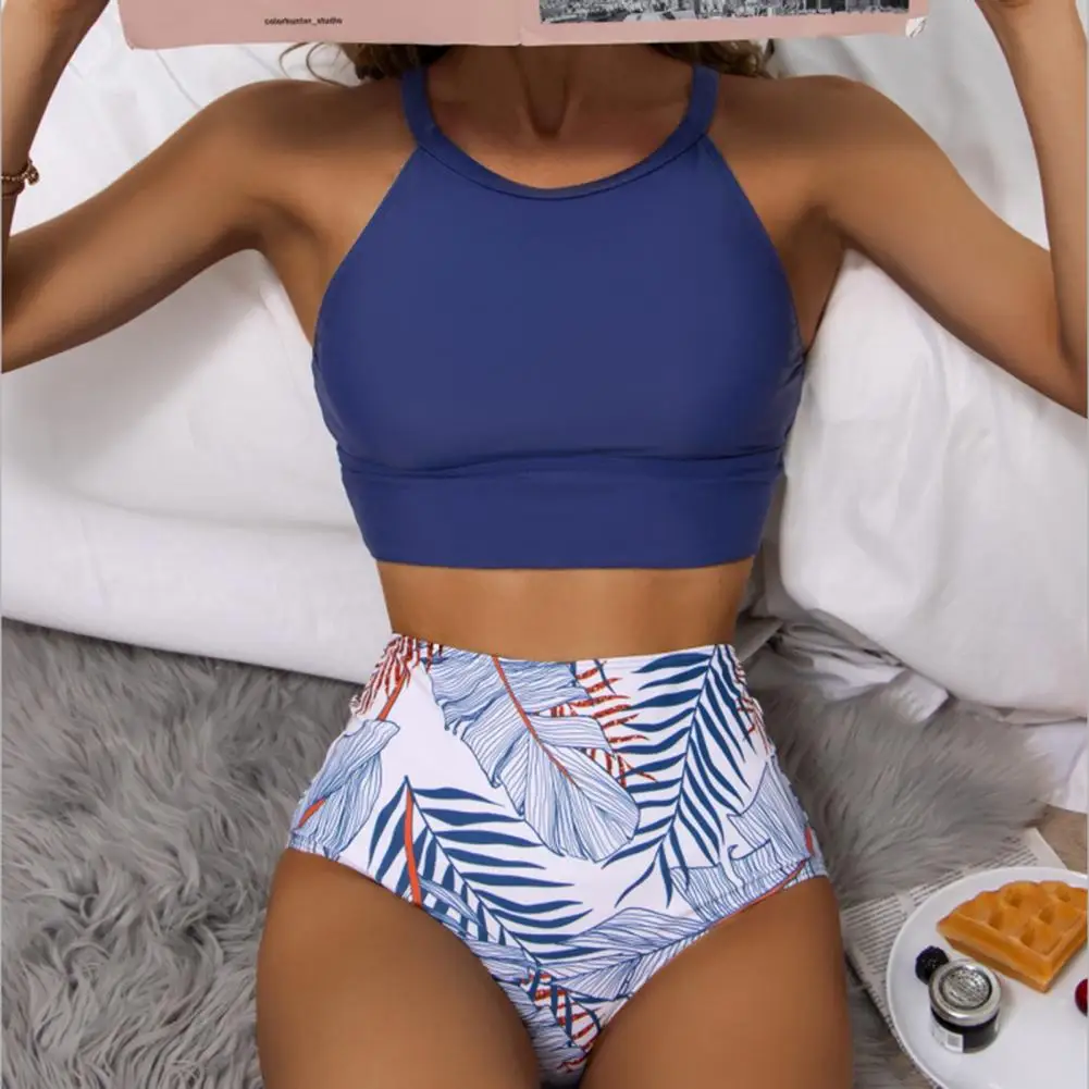 2Pcs/Set Summer Swimsuit Elastic Split Bikini Backless Women Split Two Pieces Bikini Set Eye-attractive Beachwear