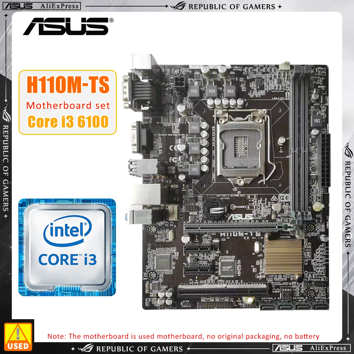 

ASUS H110M-TS+I3 6100 cpu LGA 1151 motherboard kit 2xDDR 32GB Intel H110 motherboard set PCI Express 3.0 x16 USB 3.0 HDMI M-ATX