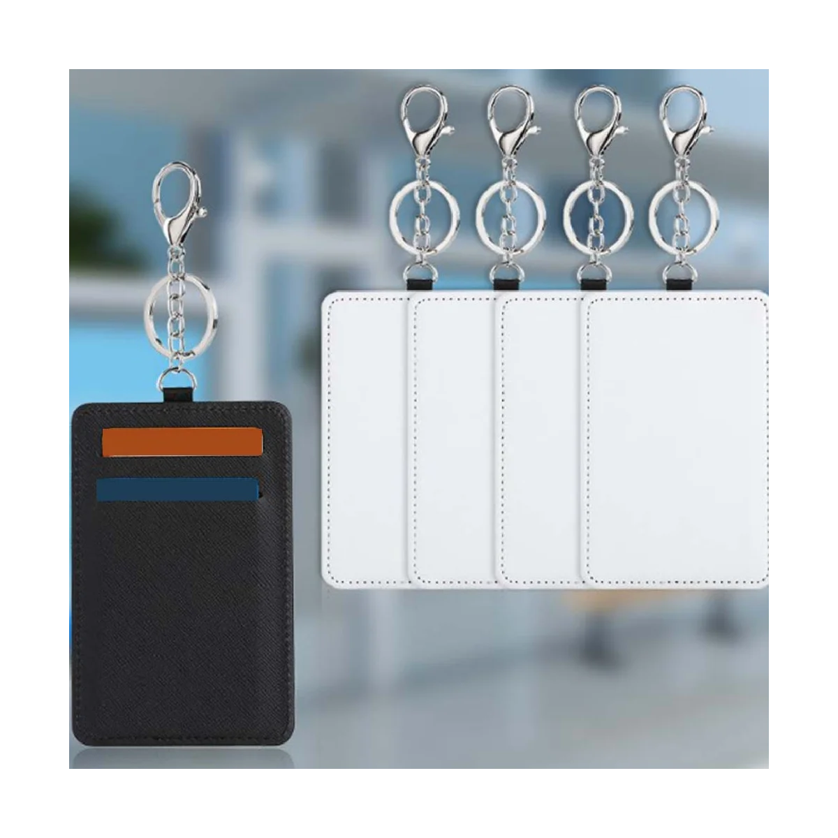 

10Pcs Dye Sublimation Rectangle Portable Transportation Card Holder Work Card Holder Printable Card Holder Keychain