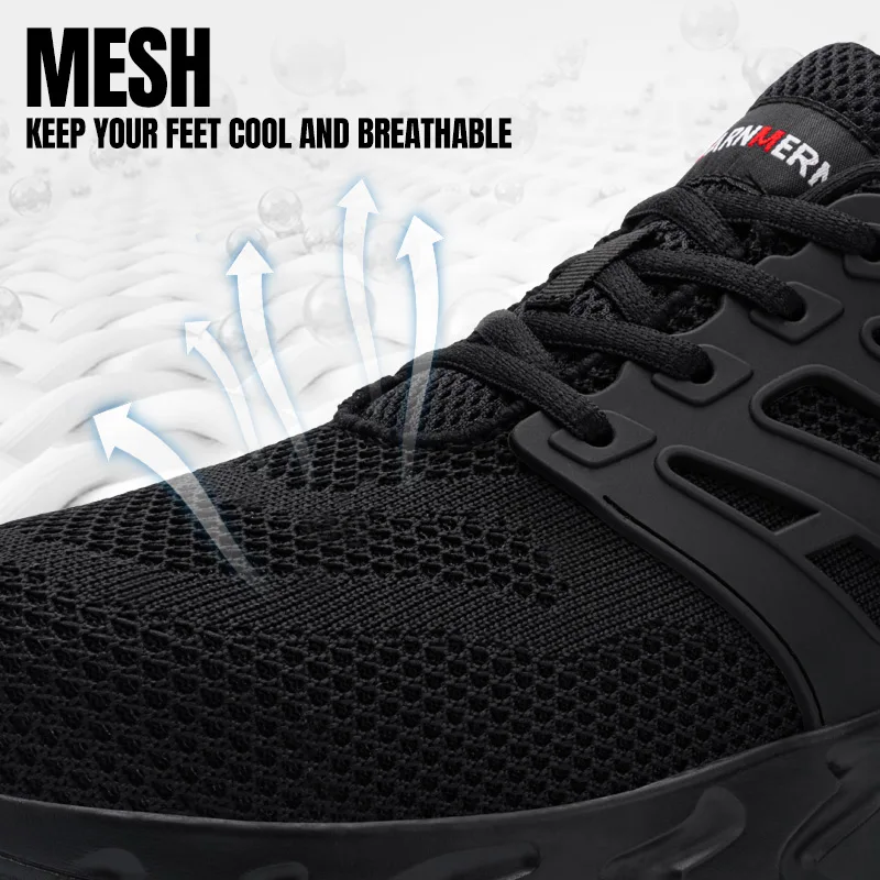 Larn-男性用の鋼のつま先の安全靴,耐衝撃性の作業靴,滑り止め,軽量