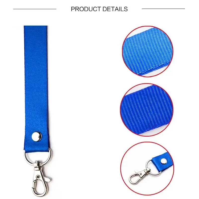 Pure Color Thicken Safety Neck Strap Lanyard with Metal Ring