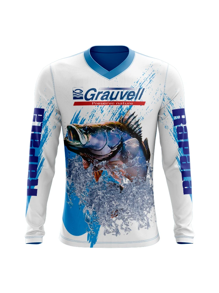 

Fishing Clothes T Shirt For Men Printing Long Sleeve Brand Funny Graphic V-Neck Oversized Tees Summer Casual Outdoor 2023 New
