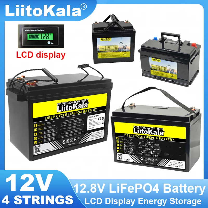 Liitokala 12.8V 310Ah 280Ah 120Ah Lifepo4 Batteria 12V Litio Ferro Fosfato Batterie Cicli Touring Car Solar Wind Tax Free