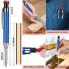 Solid Carpenter Pencils For Deep Hole Marker Pen With Refill Leads Marking Tool Woodworking Deep Hole Metal Mechanical Pencil 5