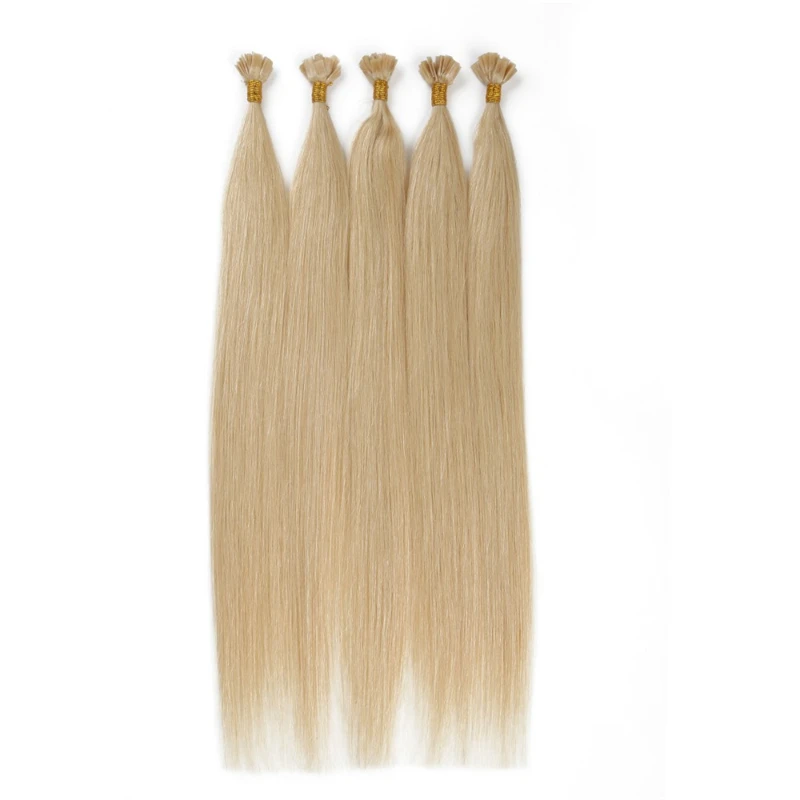 플랫 팁 헤어 익스텐션, 613 금발 스트레이트 퓨전 인모 익스텐션, 미리 접착된 케라틴 팁 레미 인모, 30 인치