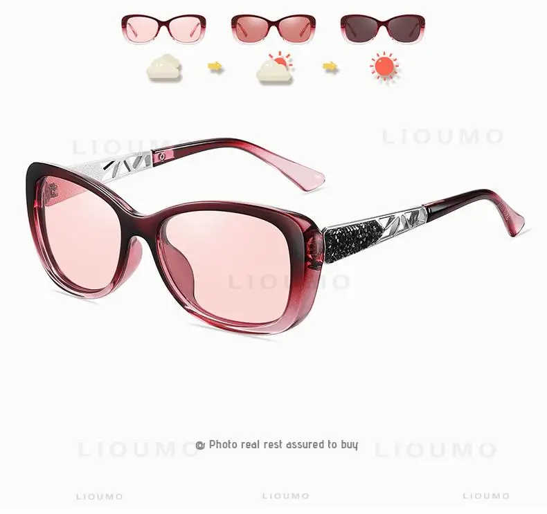 LIOUMO Mode-Sonnenbrille für Damen, Luxusmarke, hochwertige photochrome polarisierte Brille, Damen-Brille mit luxuriösem Kristallrahmen – Detail 16