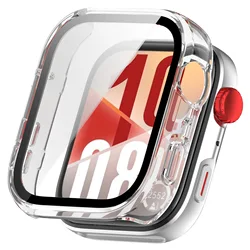 Premium Tempered Glass Case with Screen Protector and Frame Bumper Cover for Huawei Watch Fit 4 (Clear)