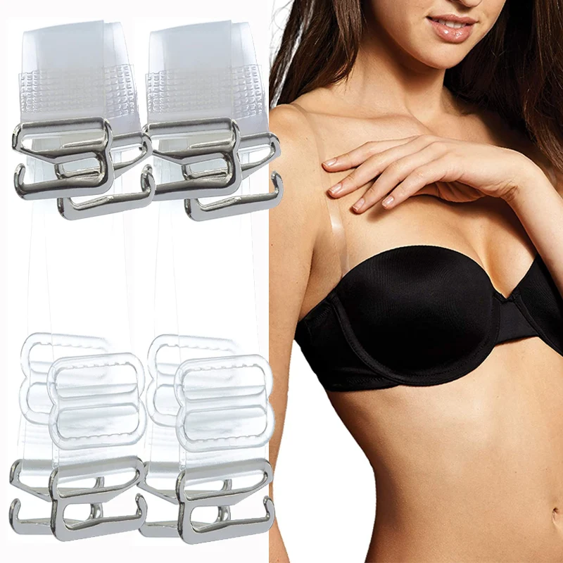 

Elastic Plastic Buckle Bra Straps Women Transparent Non-slip Silicone Adjustable Invisible Intimates Women Underwear Accessories