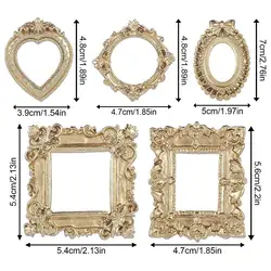 Vintage Gold Miniature Oval Photo Frames Set - Retro Style Home Decor (5 Pieces) (Light gold)