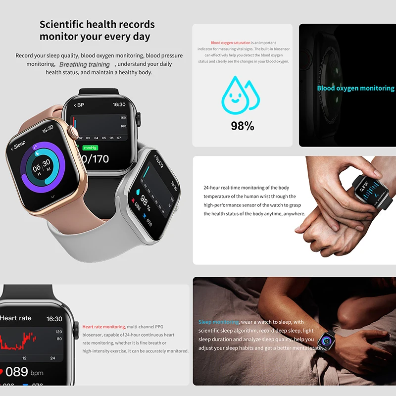 New Watch 9 GPS Track Smart Watch Men Woman Heart Rate Body temperature Bluetooth Call Waterproof Sports Smart Watch For Apple 6