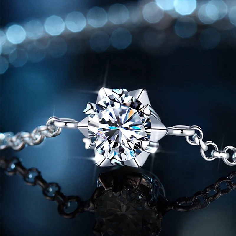 100% 1ct 모이사나이트 S 6 클로, 심플한 기질 패션, 여성용 팔찌 브랜드 쥬얼리