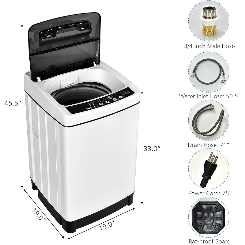 Giantex Full Automatic Washing Machine, 2 in 1 Portable Laundry Washer 1.5Cu.Ft 11lbs Capacity Washer 2