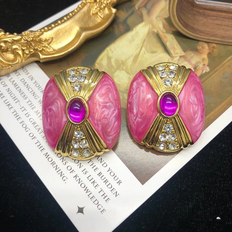 

Temperament Elegant Purple Enamel Glaze Stud Earrings for Women Vintage Jewelry