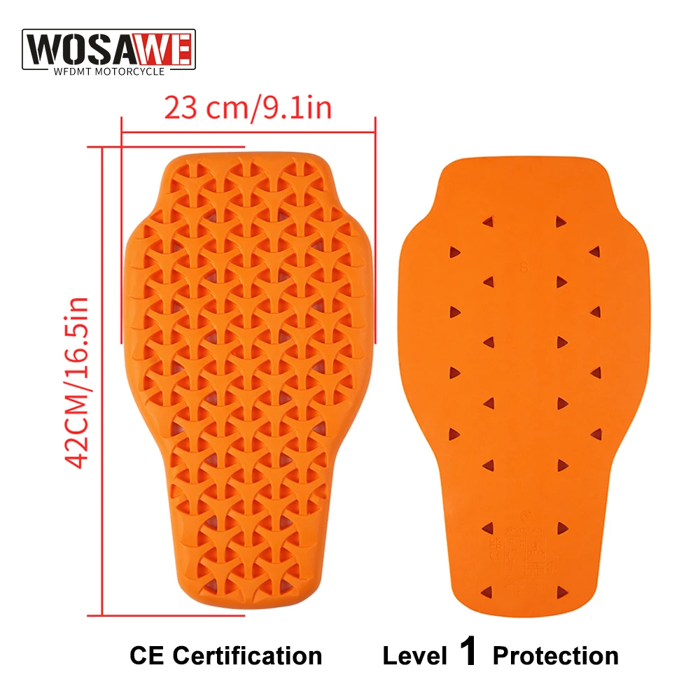 WOSAWE Motorcycle Back Protector Armor CE Level 1 Certification Body Protection Motorbike Skiing Skating Built-in Back Armor