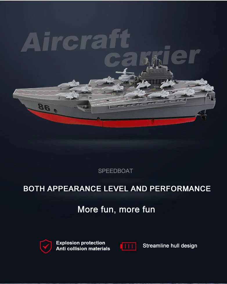 Bateau Télécommandé Modèle Navire De Guerre - 34 Cm, Double Moteur, 2,4 GHz - Double Batterie