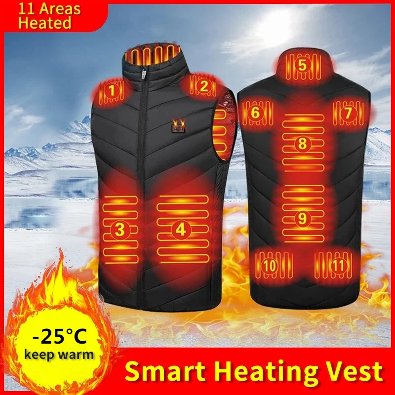Men Heated Vest Winter Electric Heating Jacket USB Smart Heating Vest