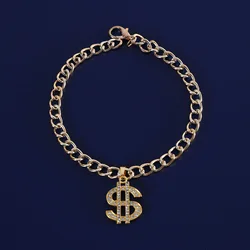 Luxury Adjustable Pet Collar Fashion Necklace - M (Gold)