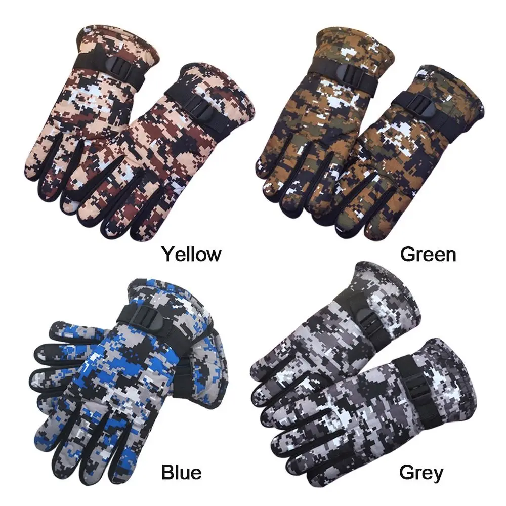 Camouflage Ski Gloves Kids Winter Thick Warm Velvet Full Finger Gloves Boys Girls Outdoor Snowboard Children 7-13 Years Old 5